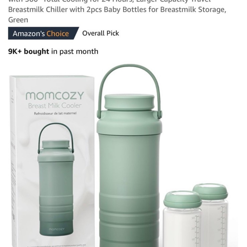 Momcozy Green Breast Milk Cooler with Bottles